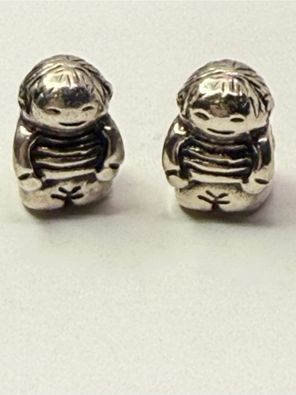 Retired Pandora Two Boys Charm Pair Sterling Silver ALE Beads